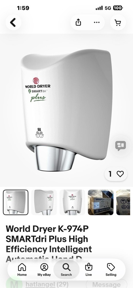 World Dryer SMARTdri Plus K-974P Automatic High Efficiency Hand Dryer White