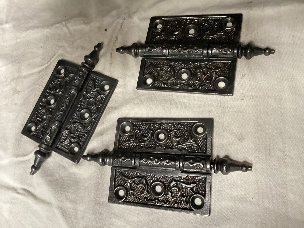 3 Victorian Cast iron hinges