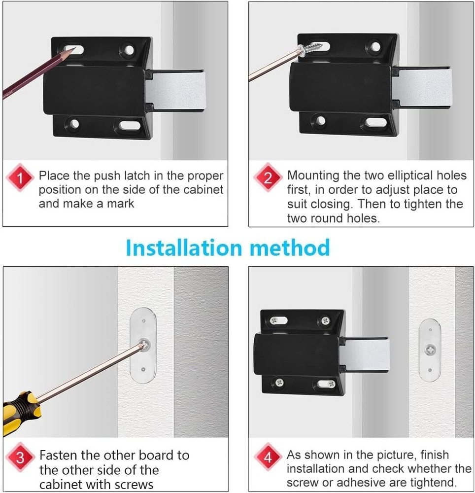 10 Pack Magnetic Push Latch Catch Push to Open Latch Pressure Touch Release C...