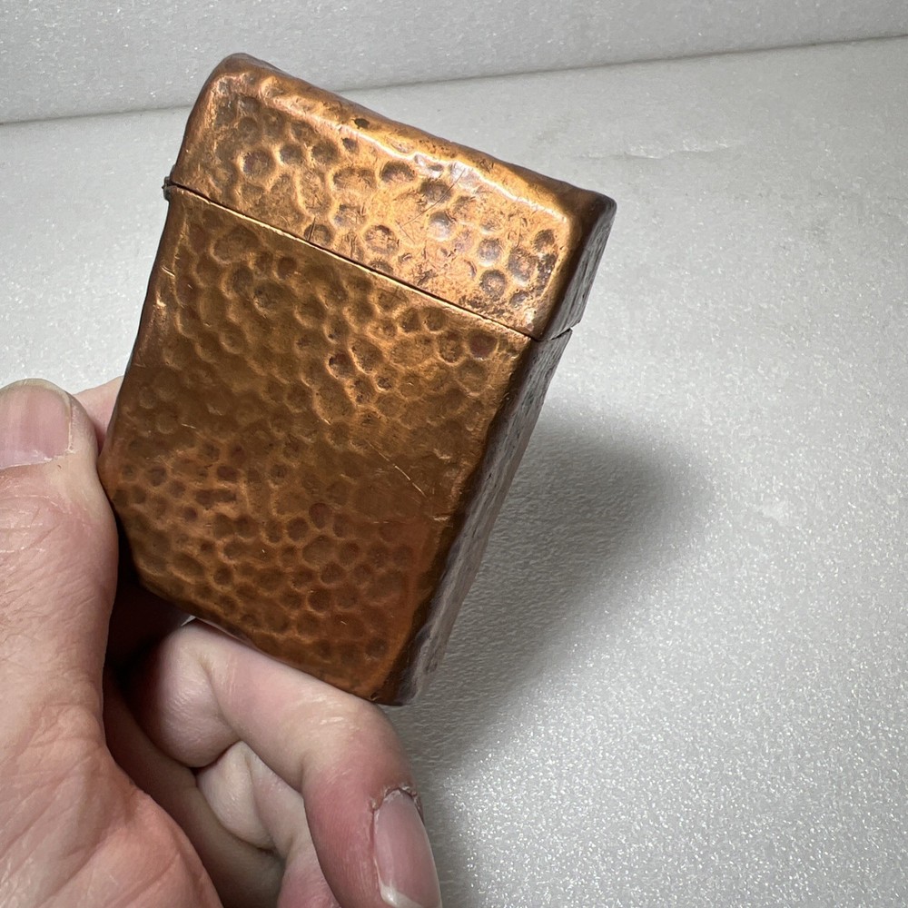 ANTIQUE AESTHETIC GORHAM HAMMERED COPPER CIGARETTE CASE BOX HINGED LID