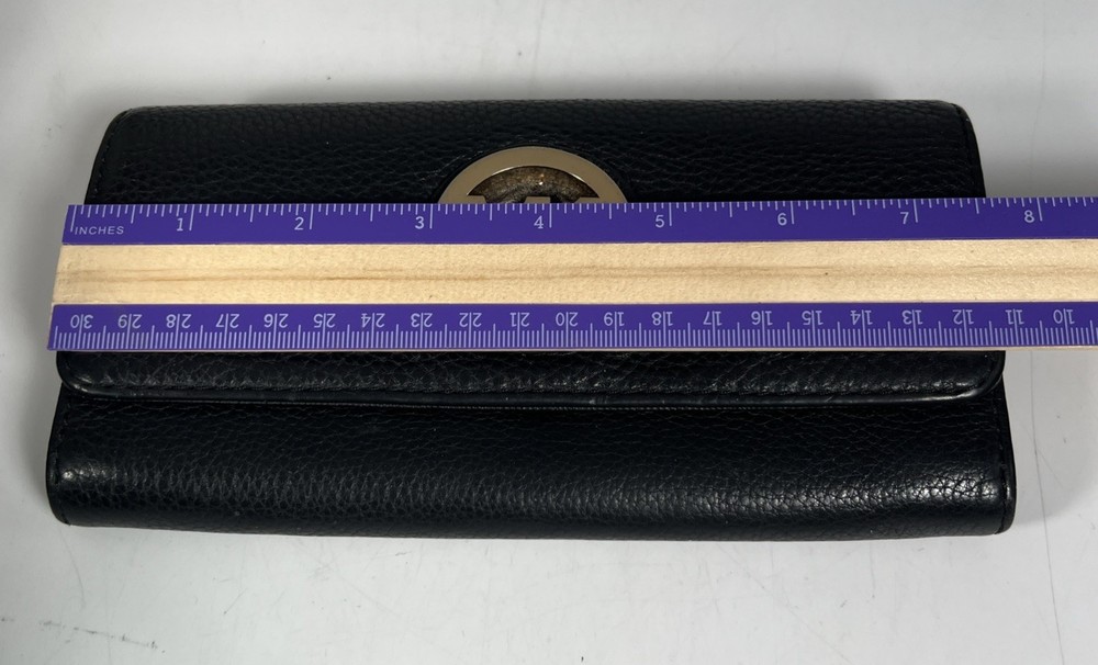 Michael Kors Black Pebbled Leather Envelope Wallet