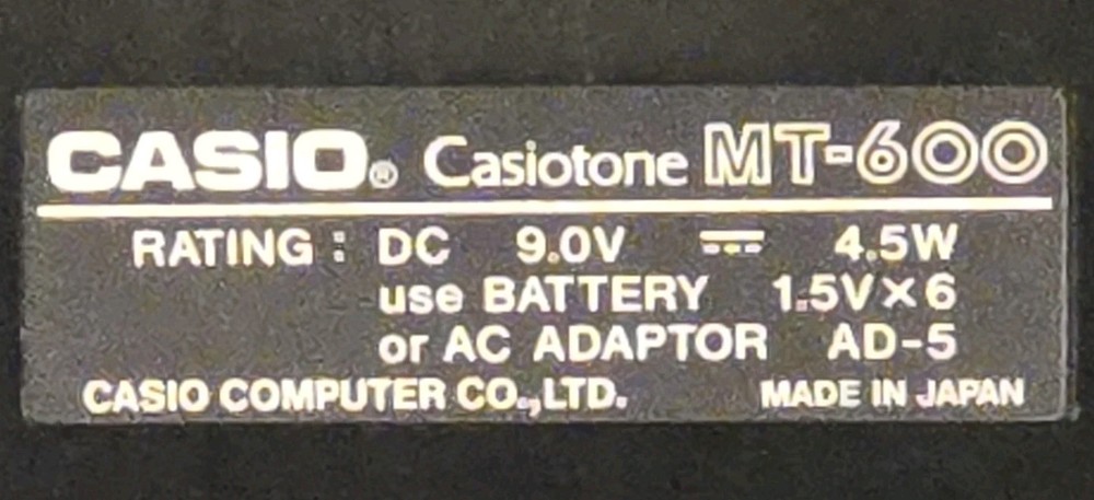 Casiotone Casio MT-600 PCM Pulse Code Modulation Keyboard Midi Synthesizer WORKS