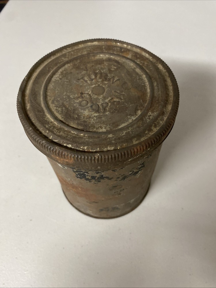 Vintage Tin Can - approx 4 3/4 Tall & 4 5/8 Diameter - surface denting