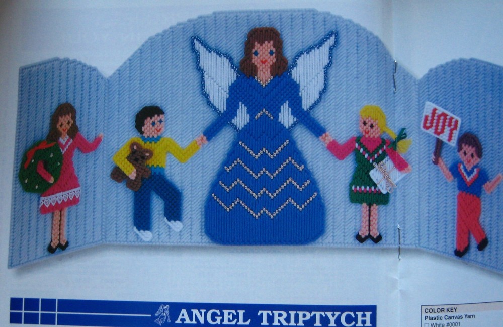 Angel triptych;  (#866-16) Vintage Plastic Canvas pattern