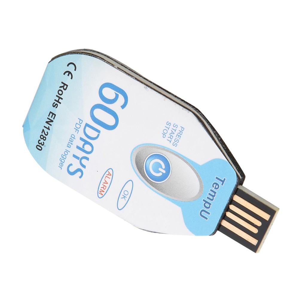 Temperature Data Logger Single Use PDF Report USB Port 10000 Points