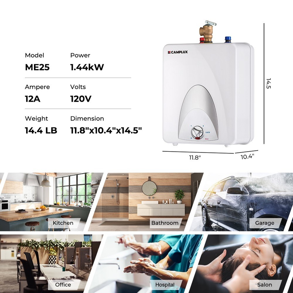 2.5 Gallons Electric Mini Tank Water Heater Instant Hot Water Wall/Floor Mounted