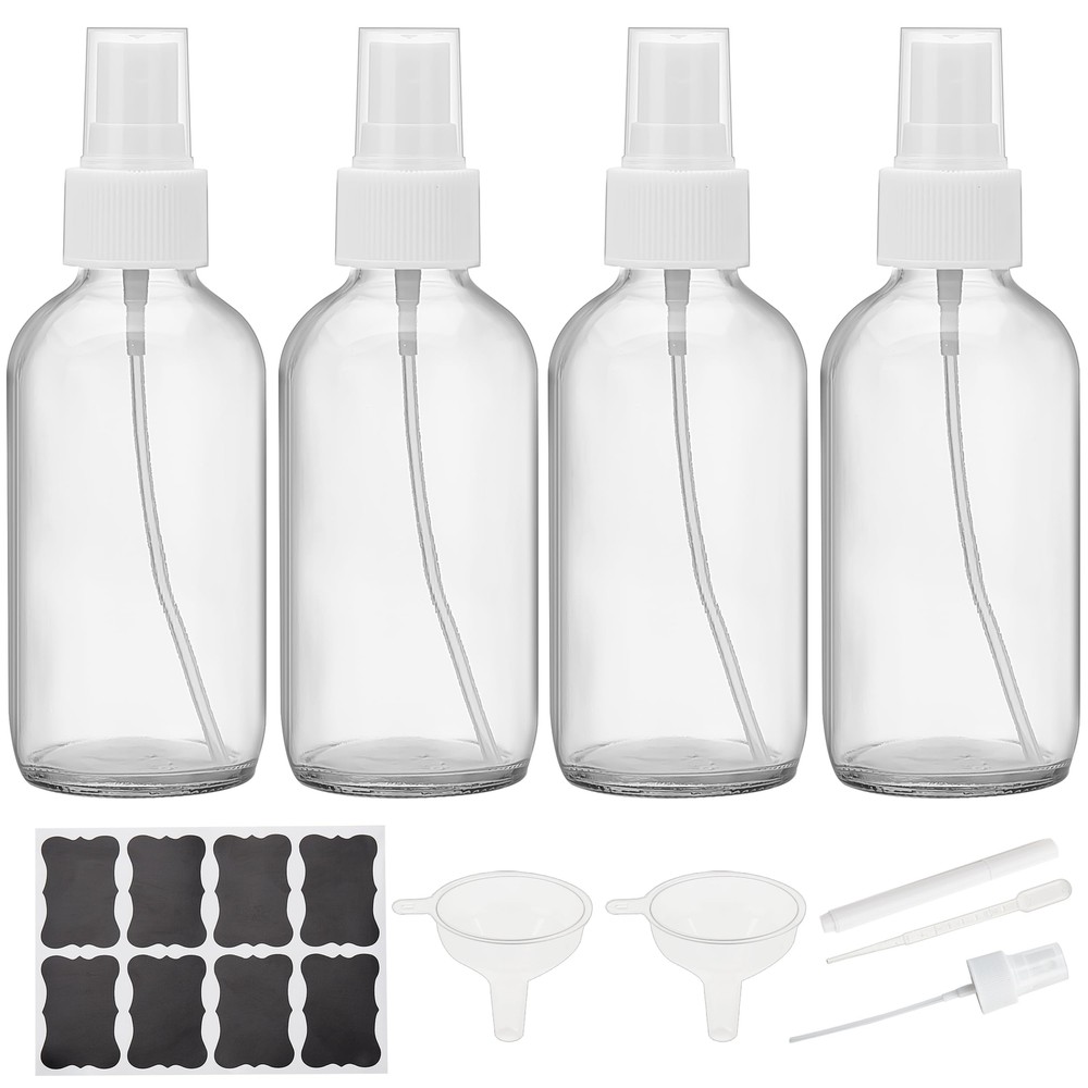 4 Pack 4oz Plastic Spray Bottles Reusable Empty Bottles for Essential Oils