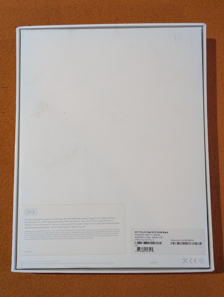 Replacement Empty Box Apple iPad Wi-Fi 32GB Black MC770LL/A