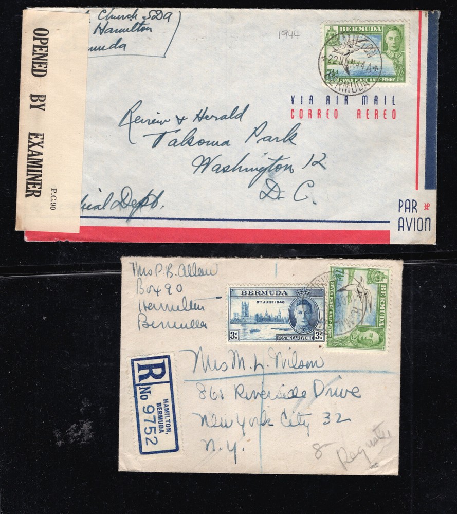 Bermuda  2  covers, one  censor, one registered