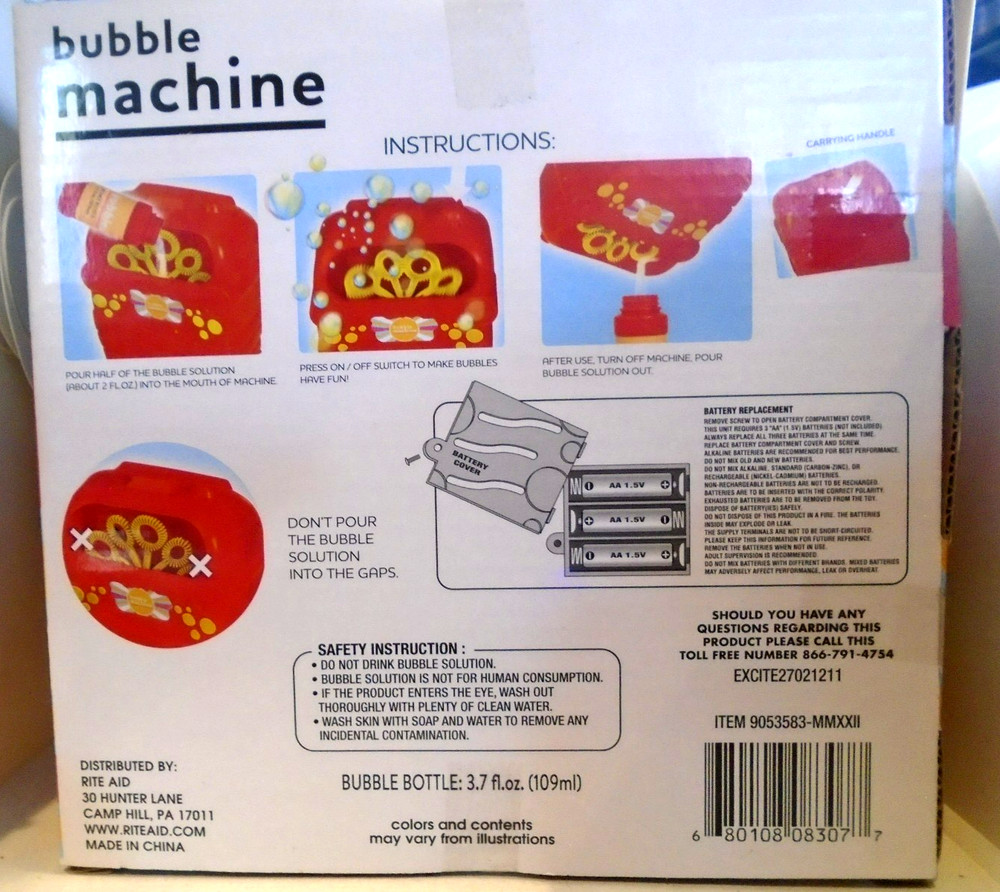 Bubble Machine with 3.7 fl oz Bubble Solution 2-PACK