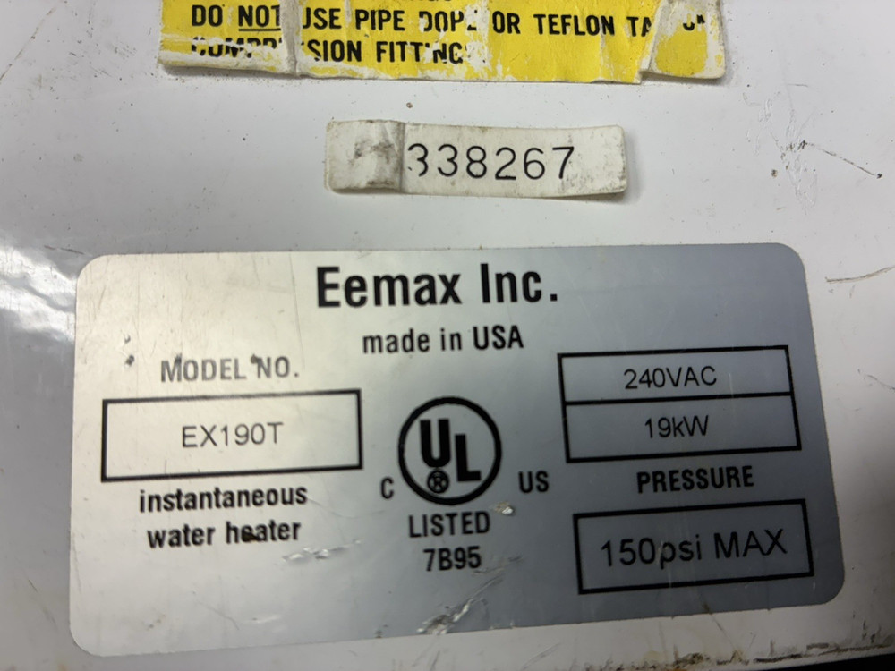 EEMAX EX190T Electric Tankless Water Heater 19kW - 240VAC - 150PSI MAX - Parts