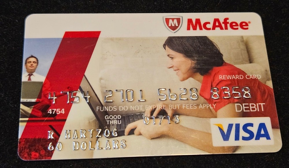 McAfee Visa Debit Charge Card ~ Exp 2013 ~ cc2391