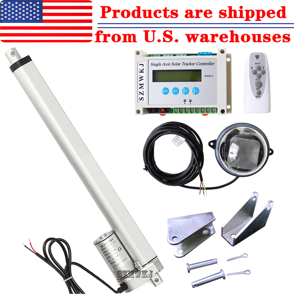 Electric Single Axis Solar Sunlight Track Tracker System Kit&12" Linear Actuator