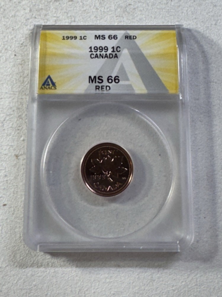 1999 Canada 1 Cent Graded MS 66 RD by ANACS
