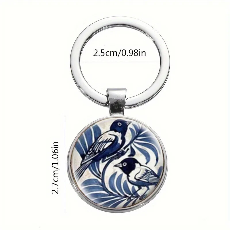 Retro Commute Birds Keyring