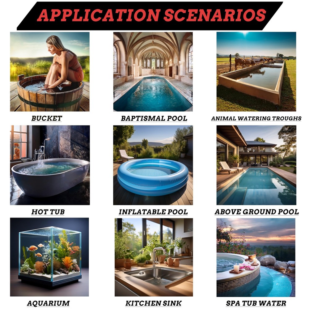 3000W 240V Immersion Water Heater with GFCI & Temp Control – Submersible Elec...