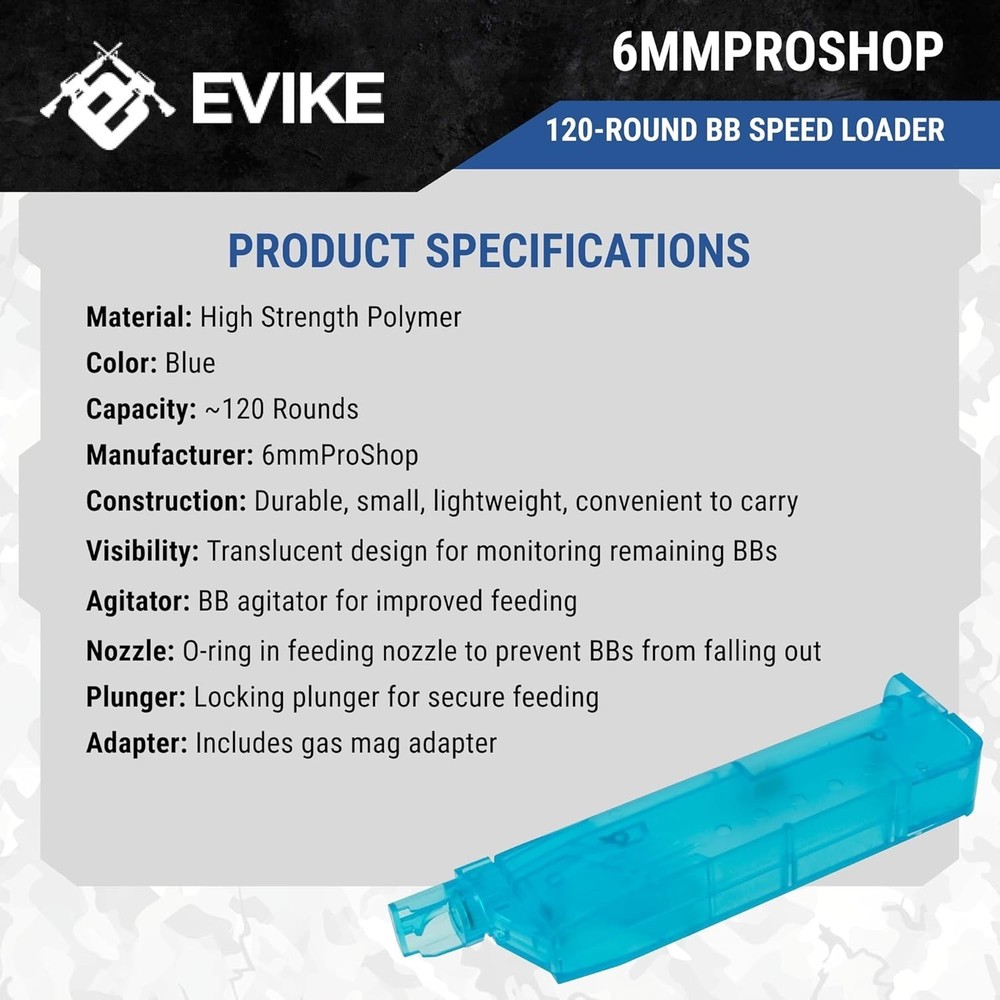 Universal Blue 120rd Airsoft Speed Loader – Lightweight with Enhanced Features