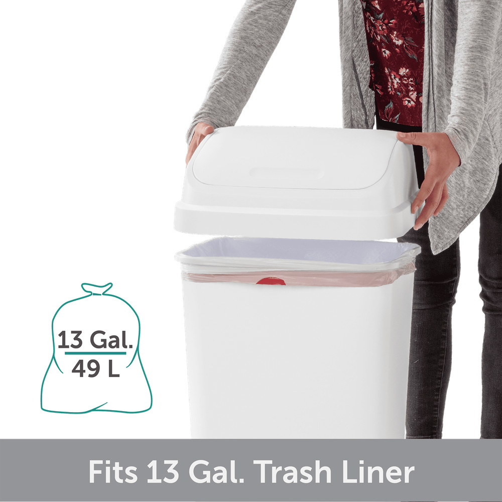 Kitchen Trash Can, 13 Gallon Plastic Garbage Bin with Swing Top Lid, Light Gray