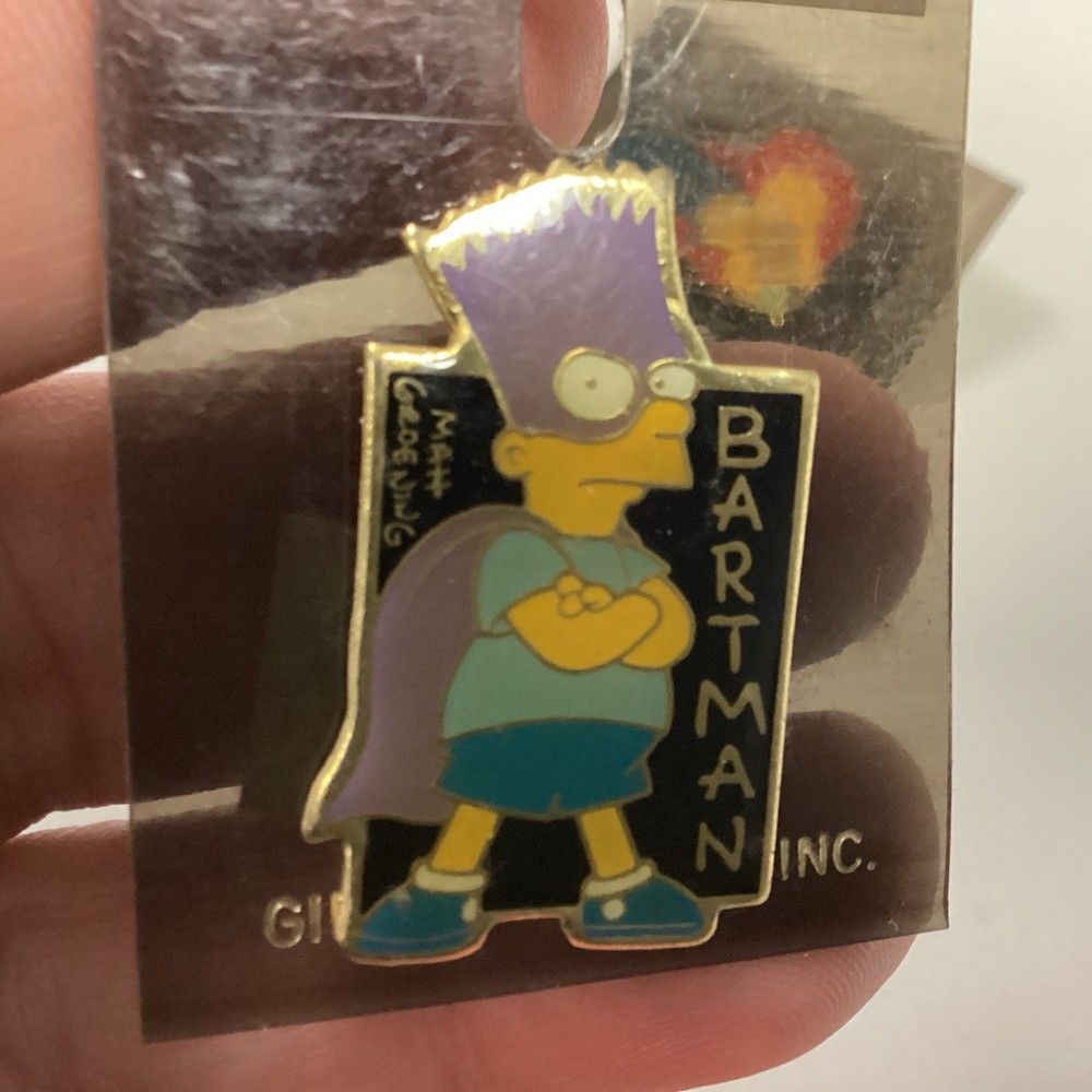 1990 Gift Creations The Simpsons Bartman Bart Simpson Pin Never Used