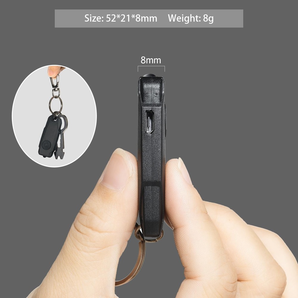 3 Pack USB Rechargeable Keychain Light Mini LED Flashlight with Keyring Black NE