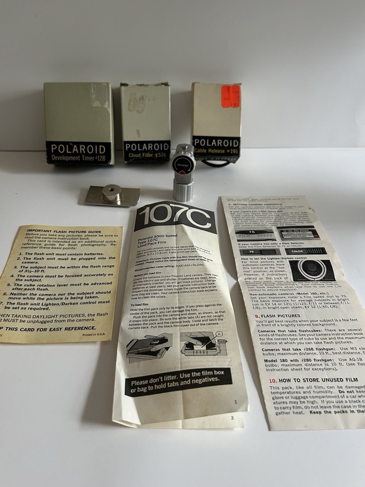 Vintage Polaroid Land Camera 360 Miscellaneous Extras Package