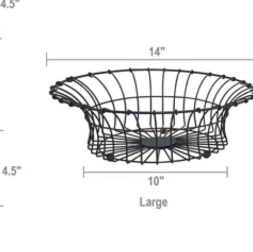 2 Piece Iron Basket Set (14" and 9.5") Decorative Black Sturdy Fruit or Bread