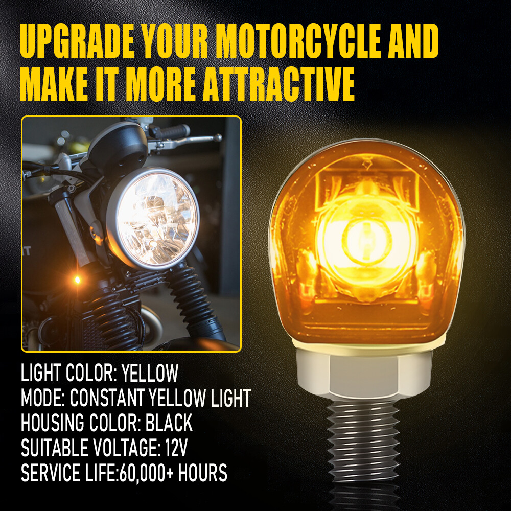 2X LED Motorcycle Turn Signals Indicator Amber Blinker Light Universal Mini EAH