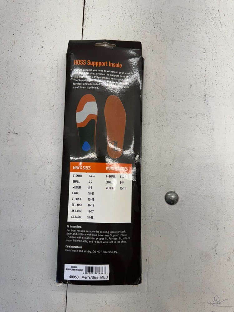 Hoss One Pair Support Insoles Mens Size Medium 8-9