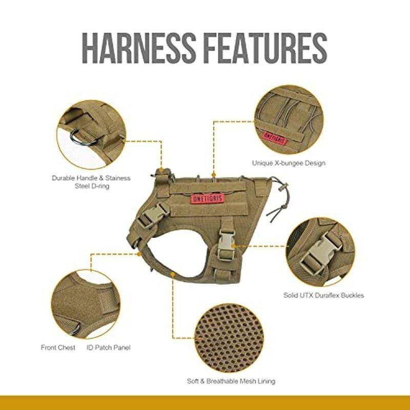 Tactical Dog Harness Adjustable Vest W/ MOLLE System Training & Control New