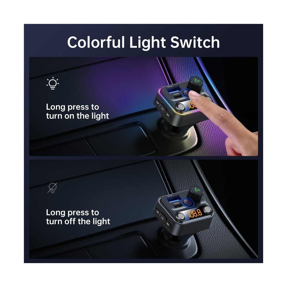 Syncwire Bluetooth 5.4 FM Transmitter Car Adapter 42W [Light Switch... Fast Ship