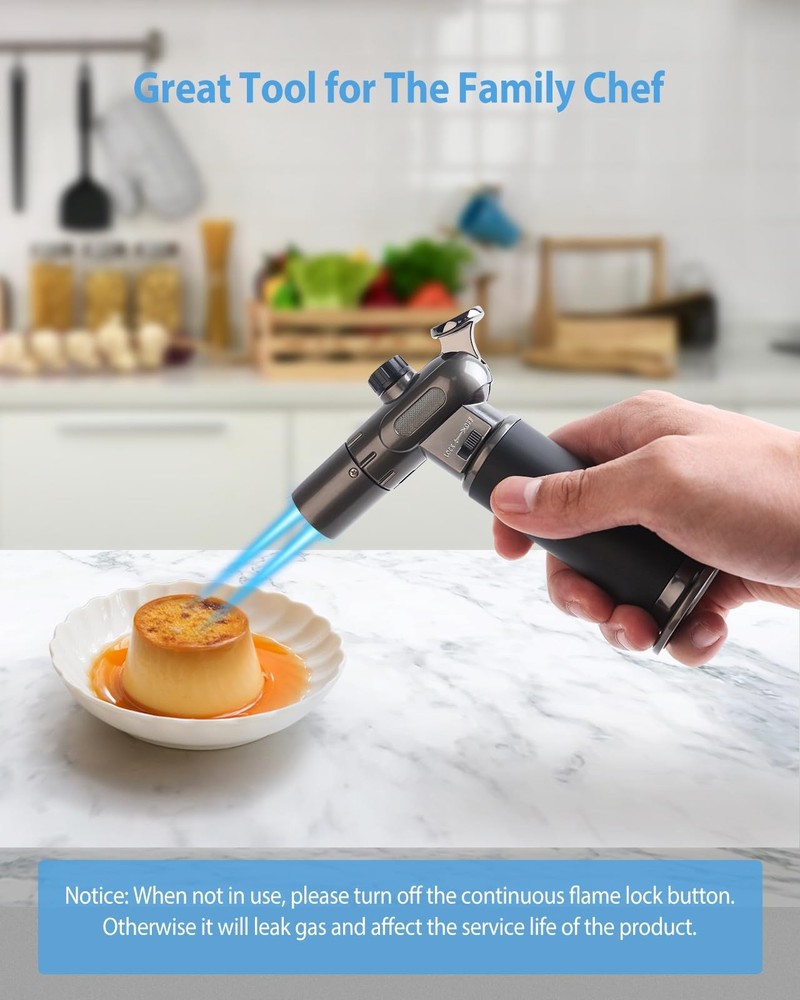 RONXS Torch Lighter, Refillable Kitchen Butane Torch, Cooking Black