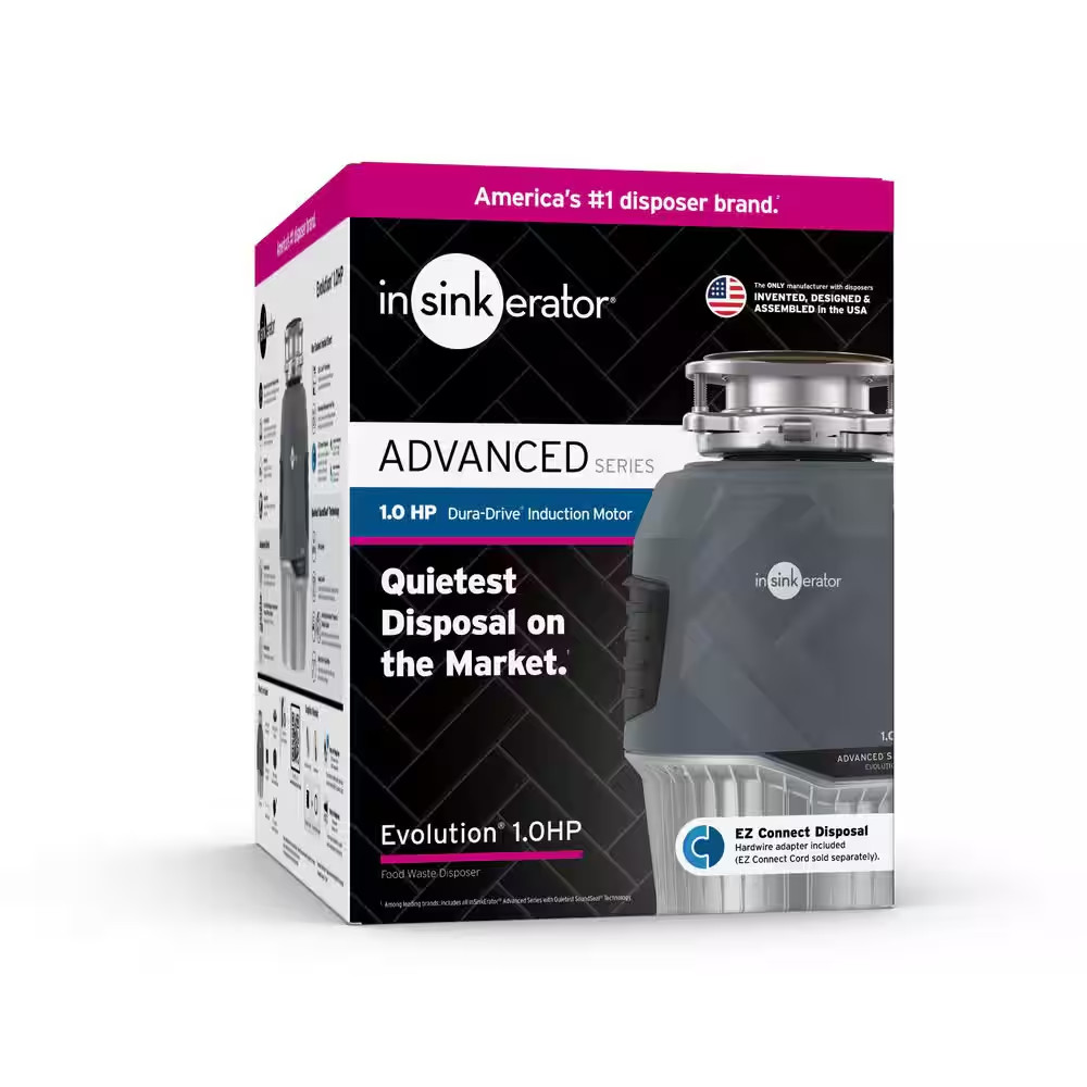 Evolution 1HP Garbage Disposal, EZ Connect Continuous Feed Food Waste Disposer W