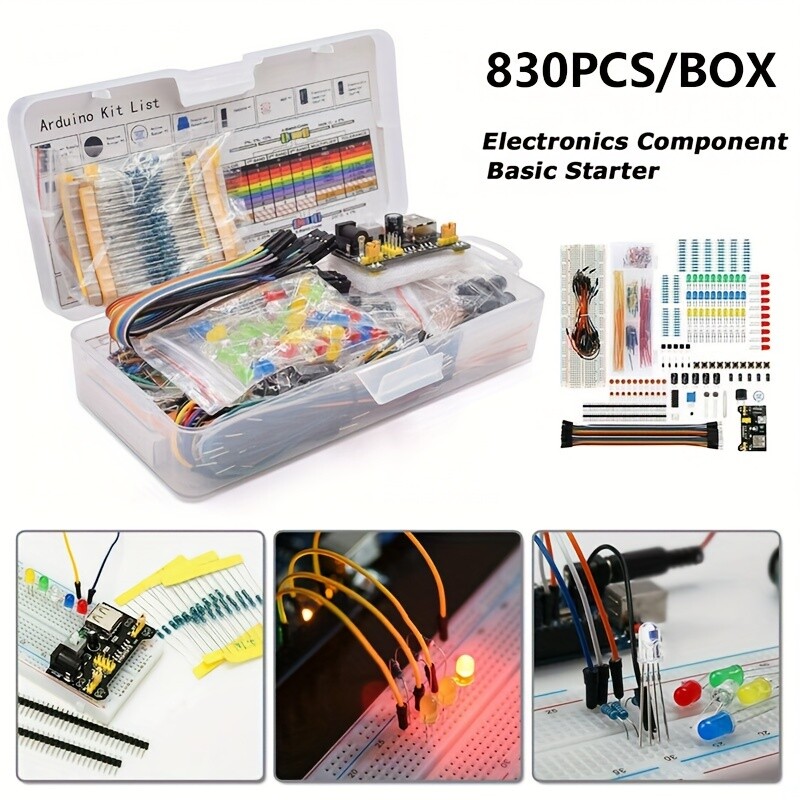 ‌Electronics Component Kit for Arduino/Raspberry Pi - 830 Parts w/ Cables‌
