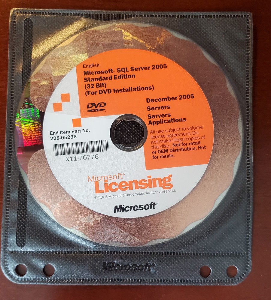 Microsoft SQL Server 2005 DVD 32 Bit December 2005 Licensing