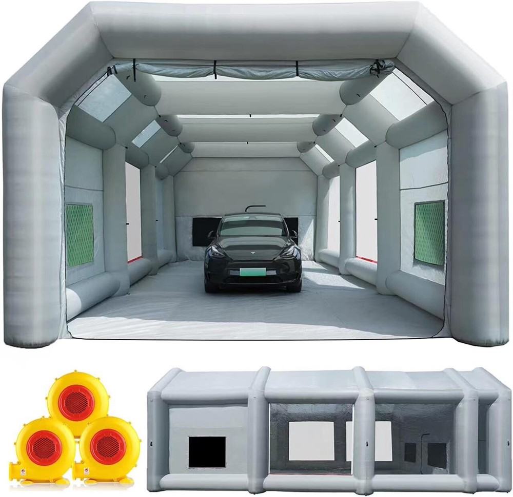 Sewinfla Inflatable Paint Booth 39x20x13Ft Air Filter System with 3 Blowers
