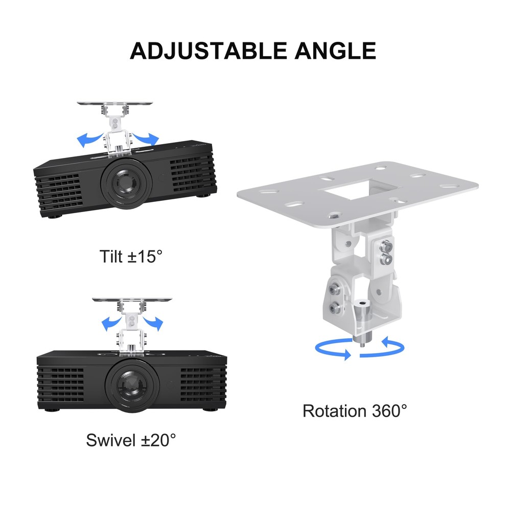 Universal Projector Ceiling Mount Low Profile Retractable Arms Black PR14B