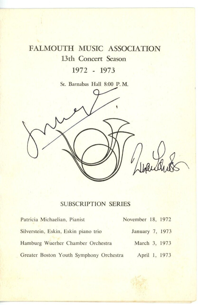 Autographed Music Program Jean-Pierre Rampal Flutist & Ryan Edwards Composer