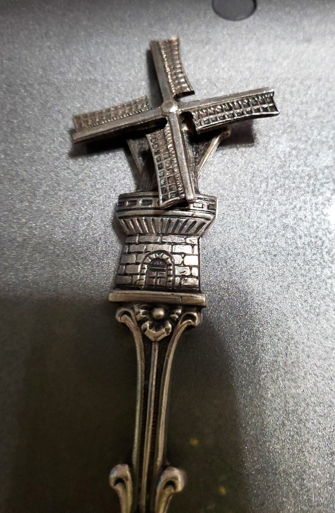 Antique Dutch Silver Windmill Mango Serving Fork HH 90 Herbert Hooijkaas
