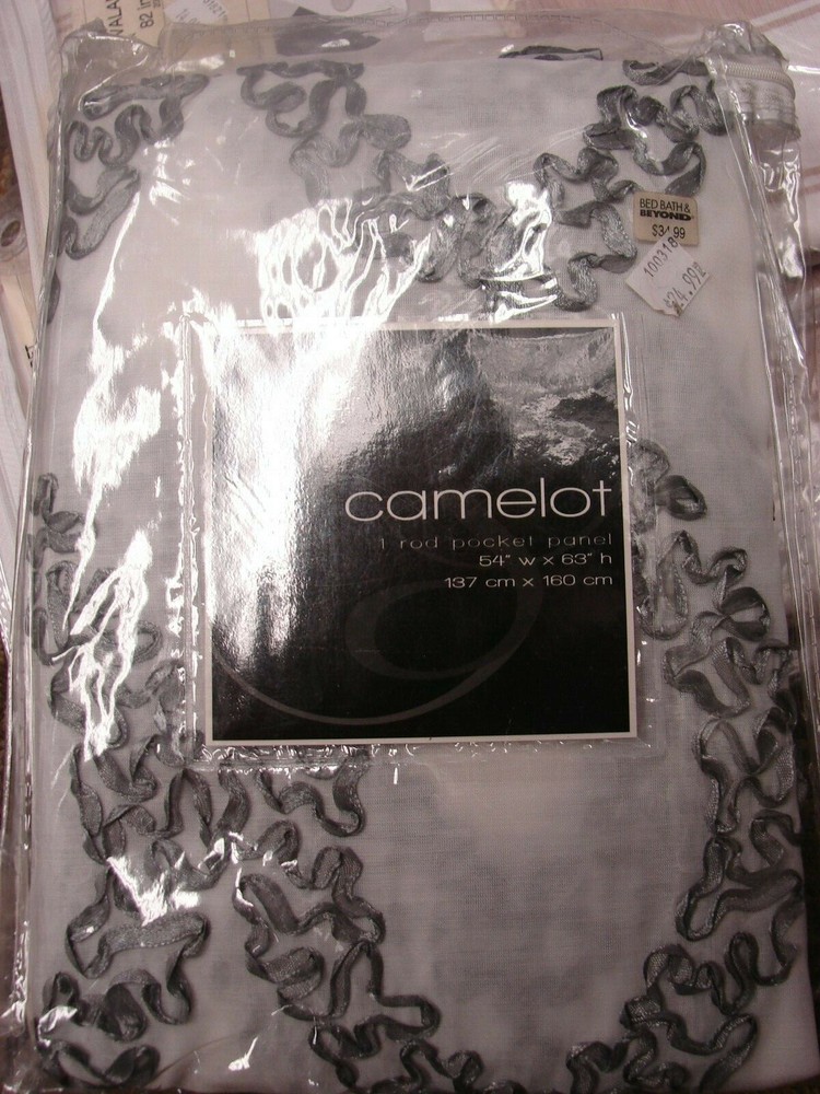 Camelot 1 rod pocket panel 54 x 63 white silver
