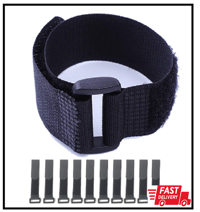 Fastening Hook and Loop Cable Straps,10Pack Black 1" x 16",
