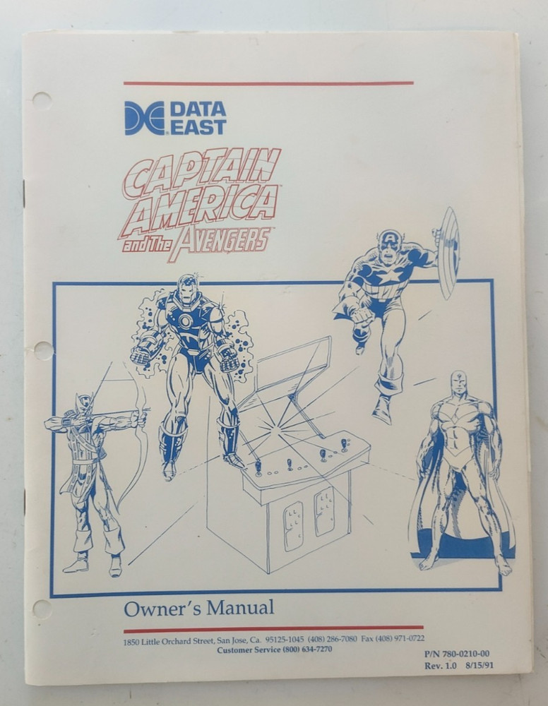 CAPTAIN AMERICA original arcade manual