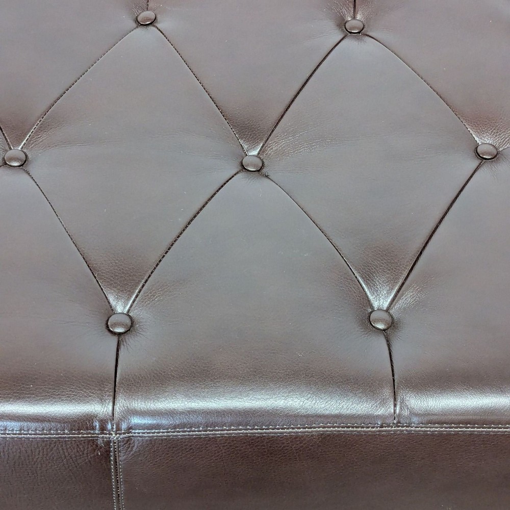 Leather Button Tufted Bench
