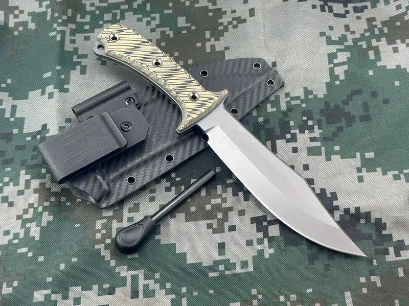 Bugout Fire Starter Knife Flint Striker Bush Survival Fixed Blade Full Tang