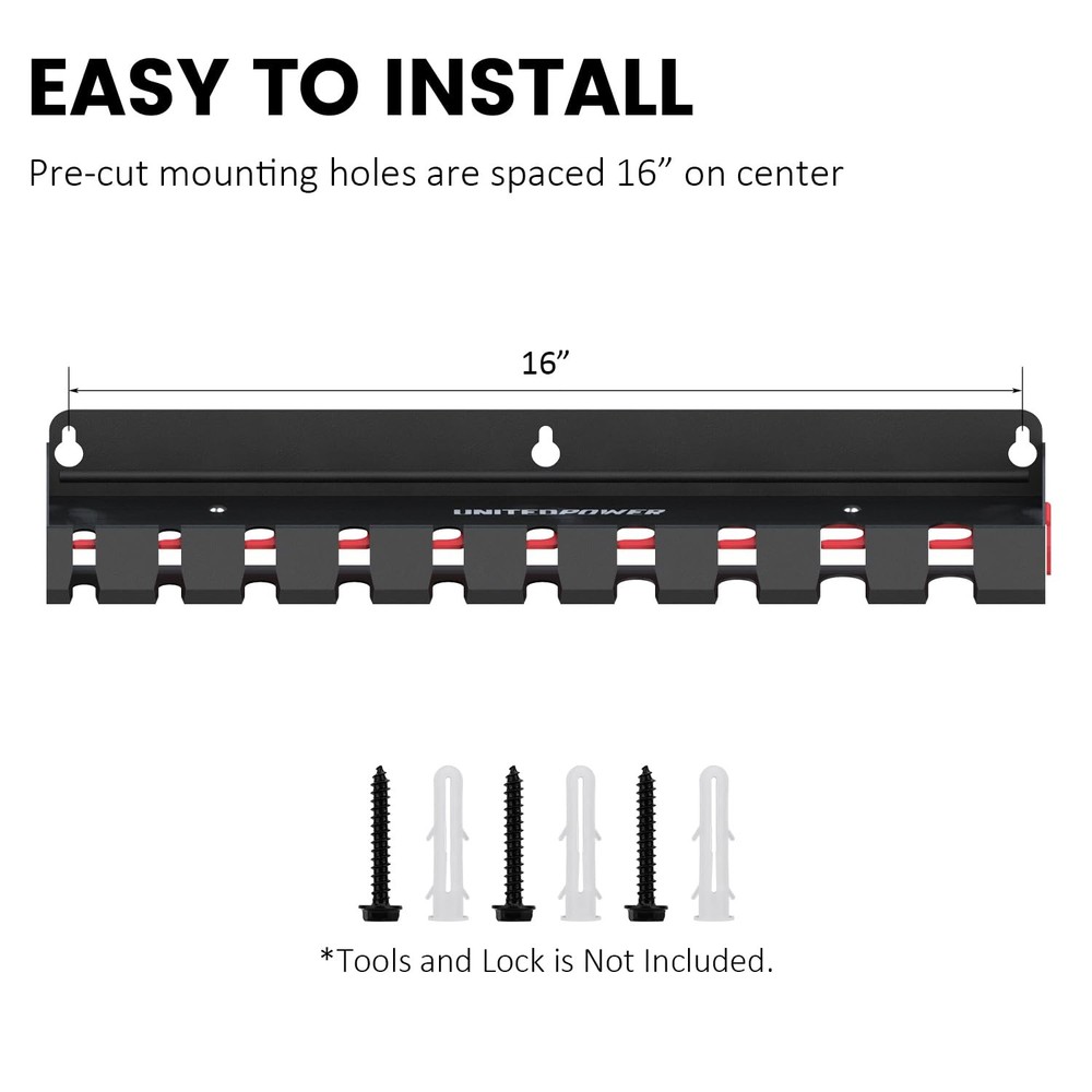 Lockable Pry Bar Holder: Wall Mount Rack for Tools & Extensions - Holds 10+