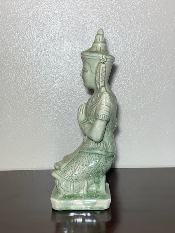 Ceramic Thai Celadon Buddha Incense Holder 14"