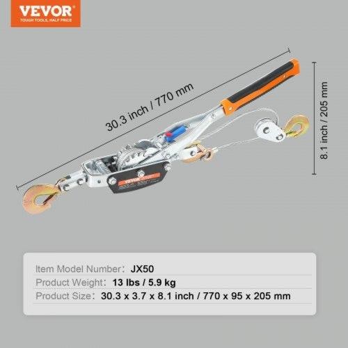 Come Along Winch 5 Ton 11023 lbs Pulling Capacity 11.5 ft Steel Cable