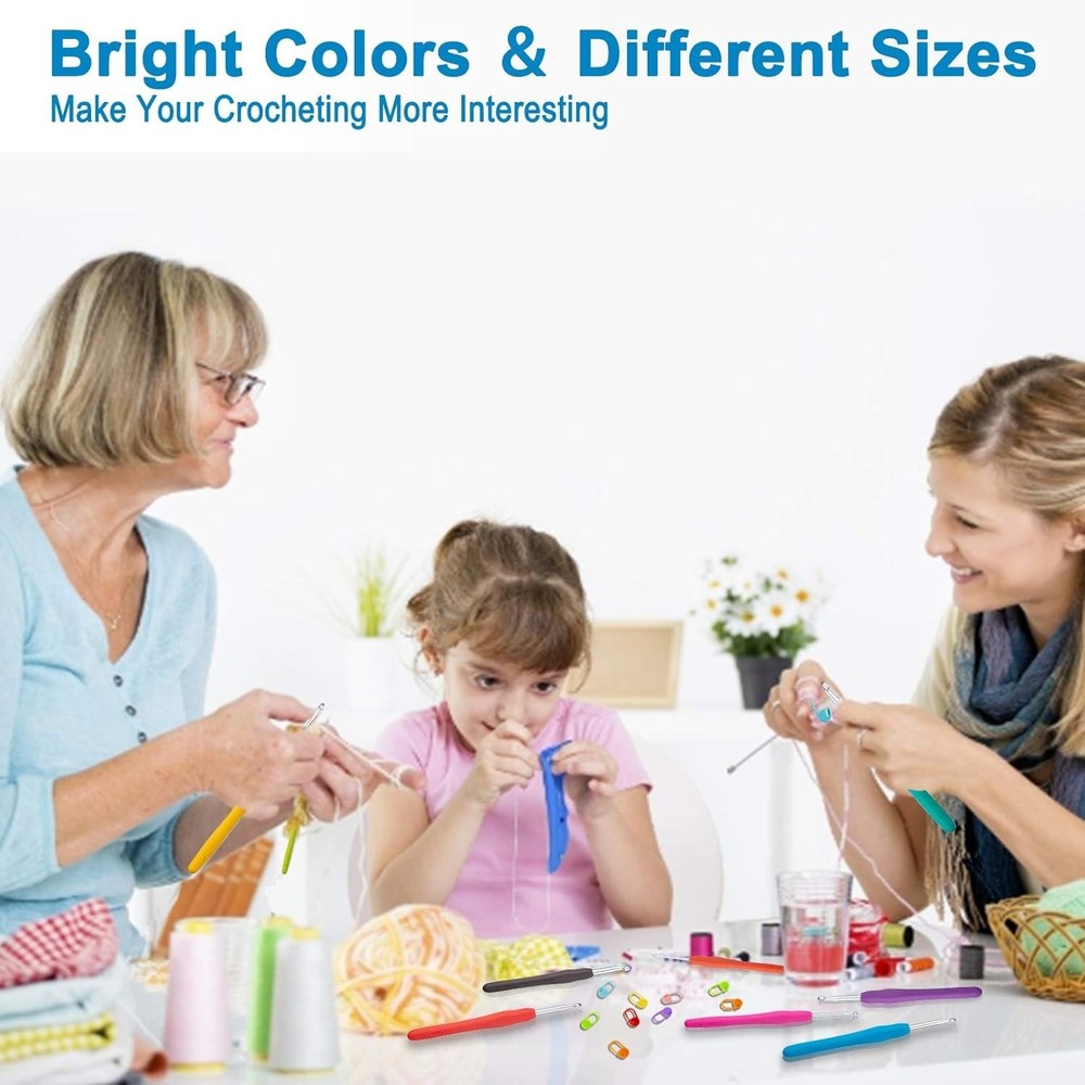 Professional Extra Long 9mm Crochet Hooks, Ergonomic Handle Set for Beginners...