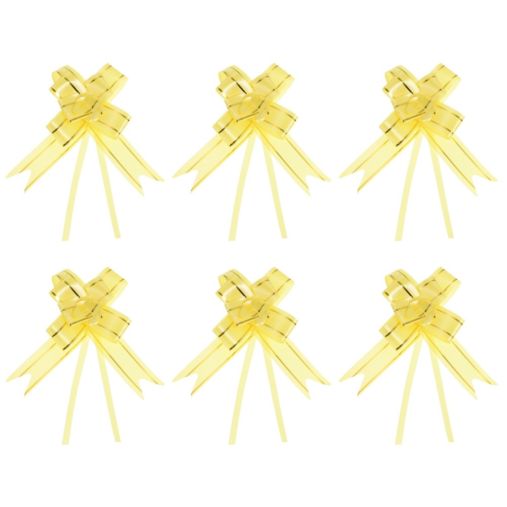 100Pcs 10" Pull Bows Ribbon Gift Wrapping String Decorative Bow Tie Yellow