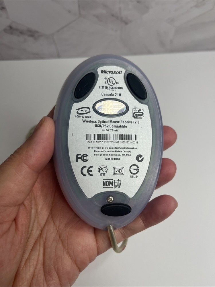 Microsoft (1013) Wireless Optical Mouse receiver 2.0 USB Clear Translucent