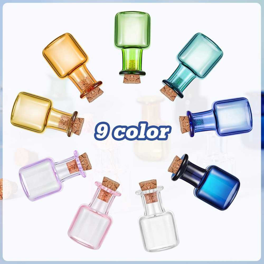 18 Pieces Colored Tiny Spell Jars Glass Mini Potion Bottles with Cork Stopper...